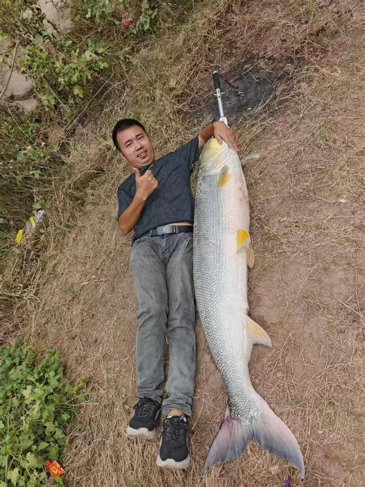 皇冠代理网 | 重庆一男子钓上79斤鳡鱼后皇冠代理网，背着鱼在闹市当“显眼包”穿行20分钟，本人：有1.64米长